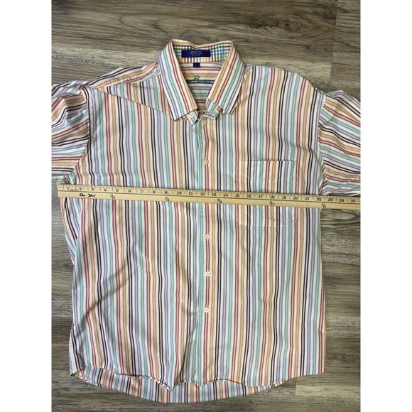 Alan Flusser Button Down Men's Size‎ Large Striped Dress Shirt Rainbow - Picture 5 of 8